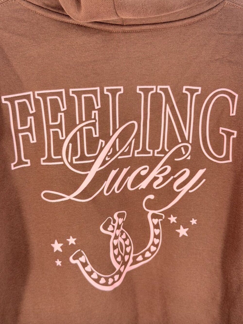 Wilo The Label Feeling Lucky Horseshoe Hoodie Chocolate Brown Medium NWT - Picture 4 of 5